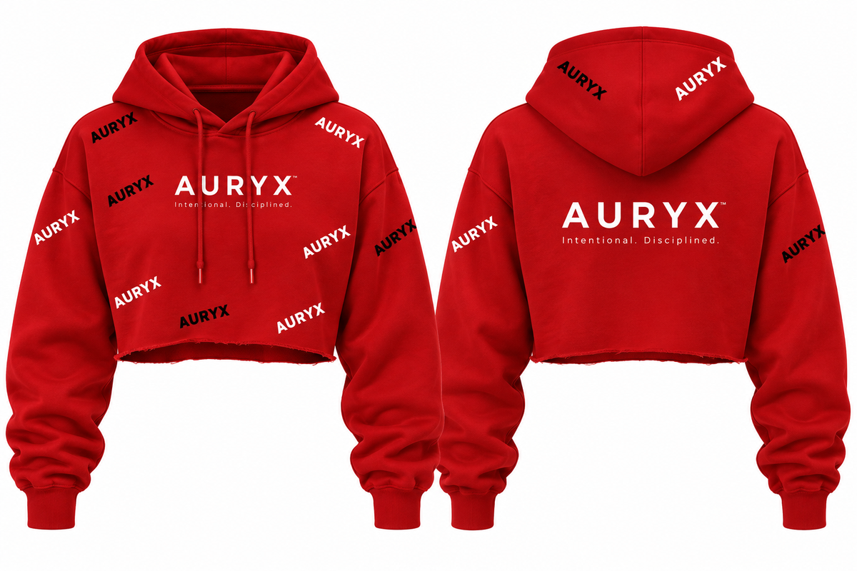 AURYX Raw Hem Cropped Hoodie